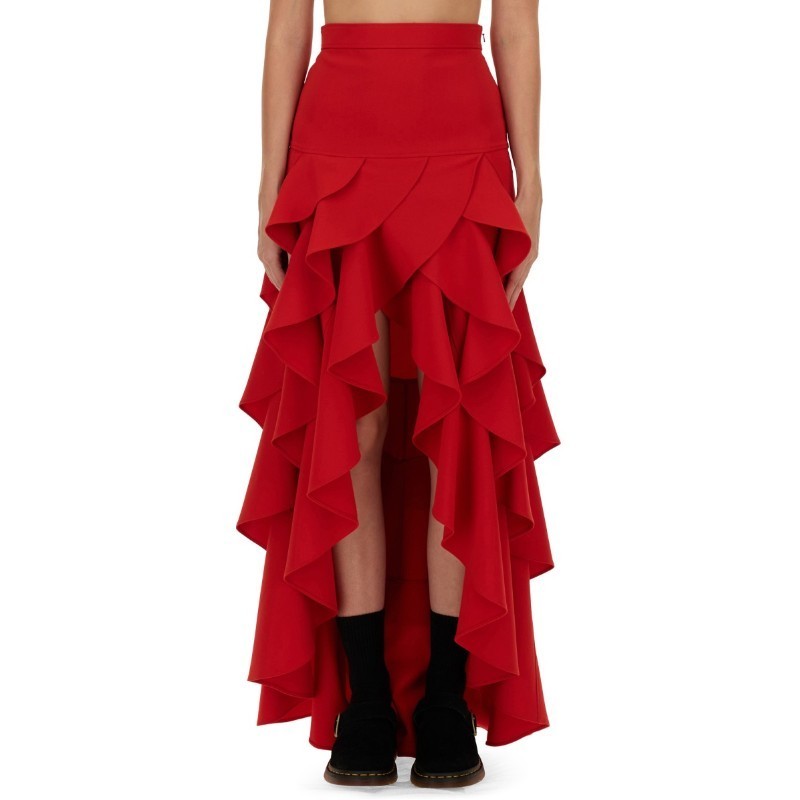 スカート Moschino FW24 CREPE SKIRT WITH RUFFLES (01045424 0115)