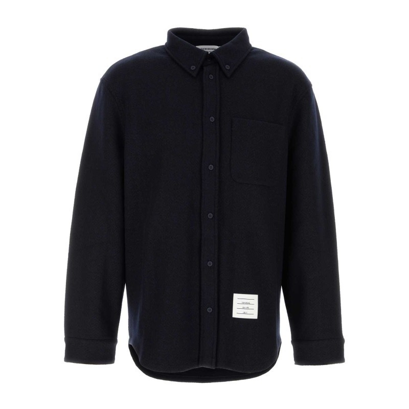 Tシャツ・カットソー THOM BROWNE Midnight blue cotton blend oversize shirt
