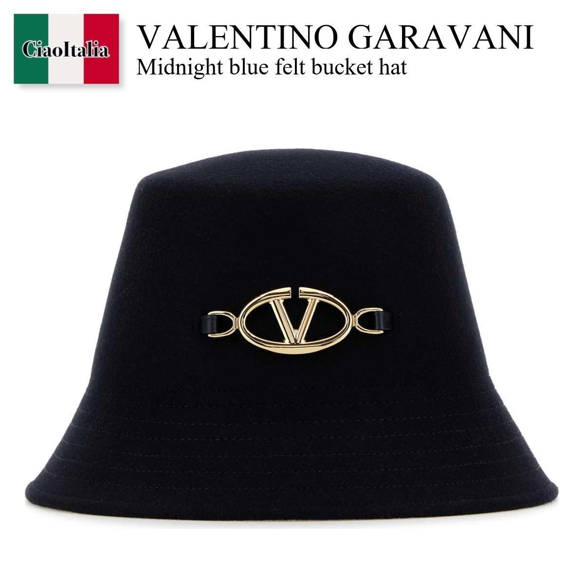 ハット Valentino Garavani Midnight Blue Felt Bucket Hat