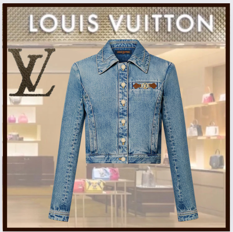 ルイヴィトン ★ LV サークルタブ デニム ジャケット コットン