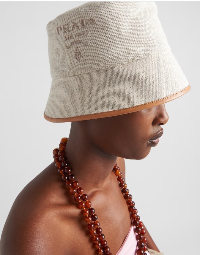 《送料無料》 PRADA Linen blend bucket hat
