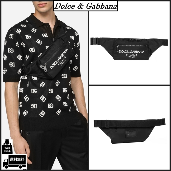 Dolce & Gabbana ゴム引き ロゴ付き ナイロン 小型 ベルトバッグ