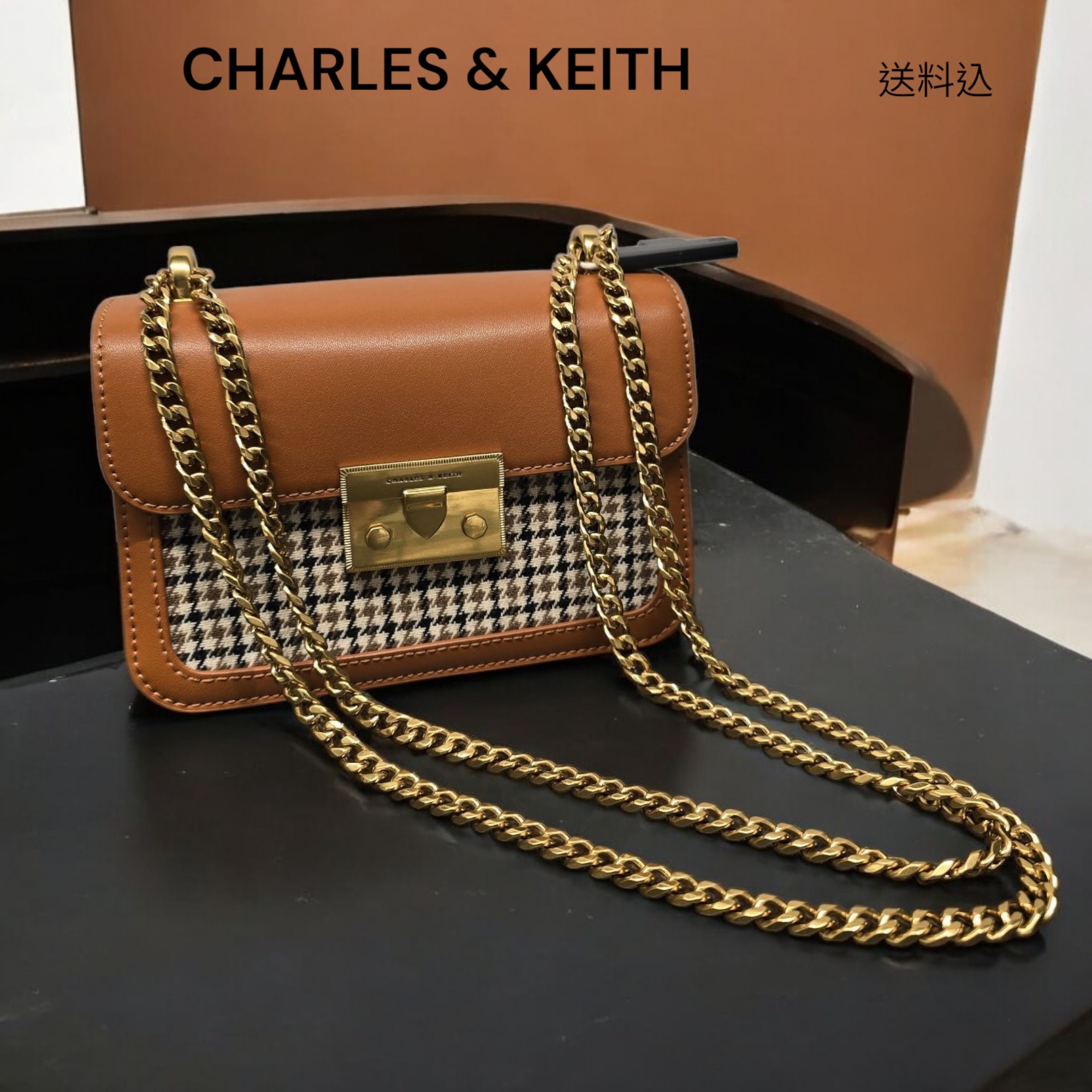 CHARLES & KEITH◆Alva チェック柄フロントフラップバッグ