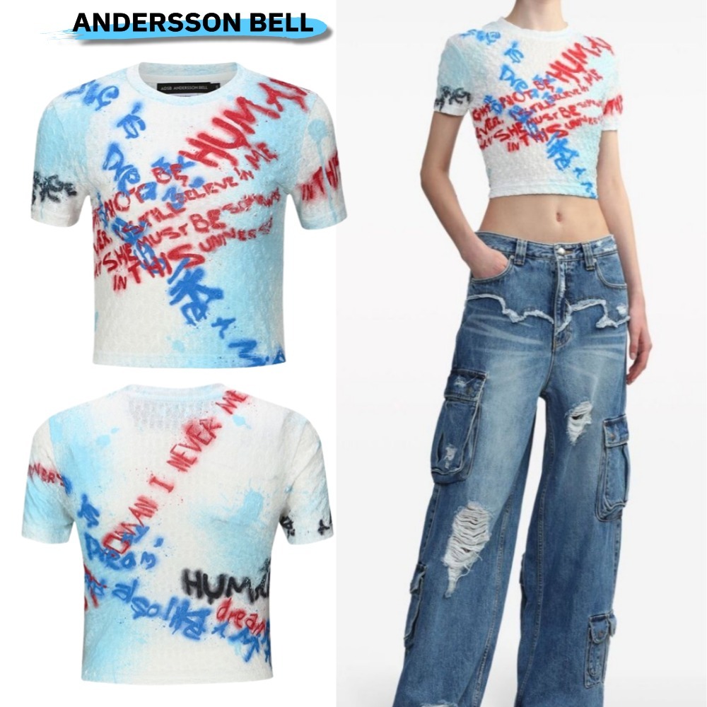 Tシャツ・カットソー [ANDERSSON BELL] JENNY SPRAYED LETTERING T-SHIRT : White