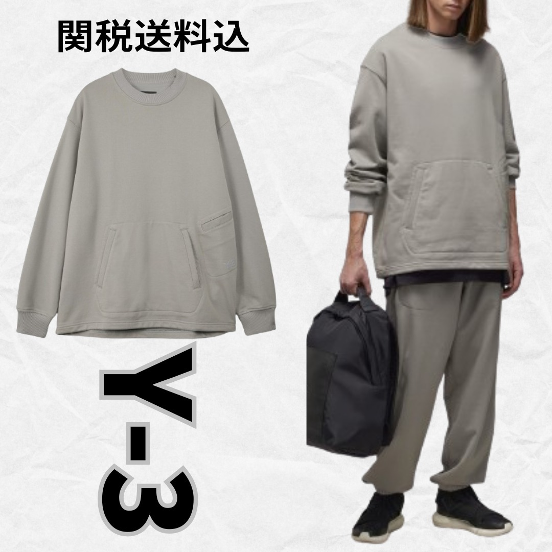 【Y-3】PKT SWT☆グレー スウェット トレーナー 無地 長袖