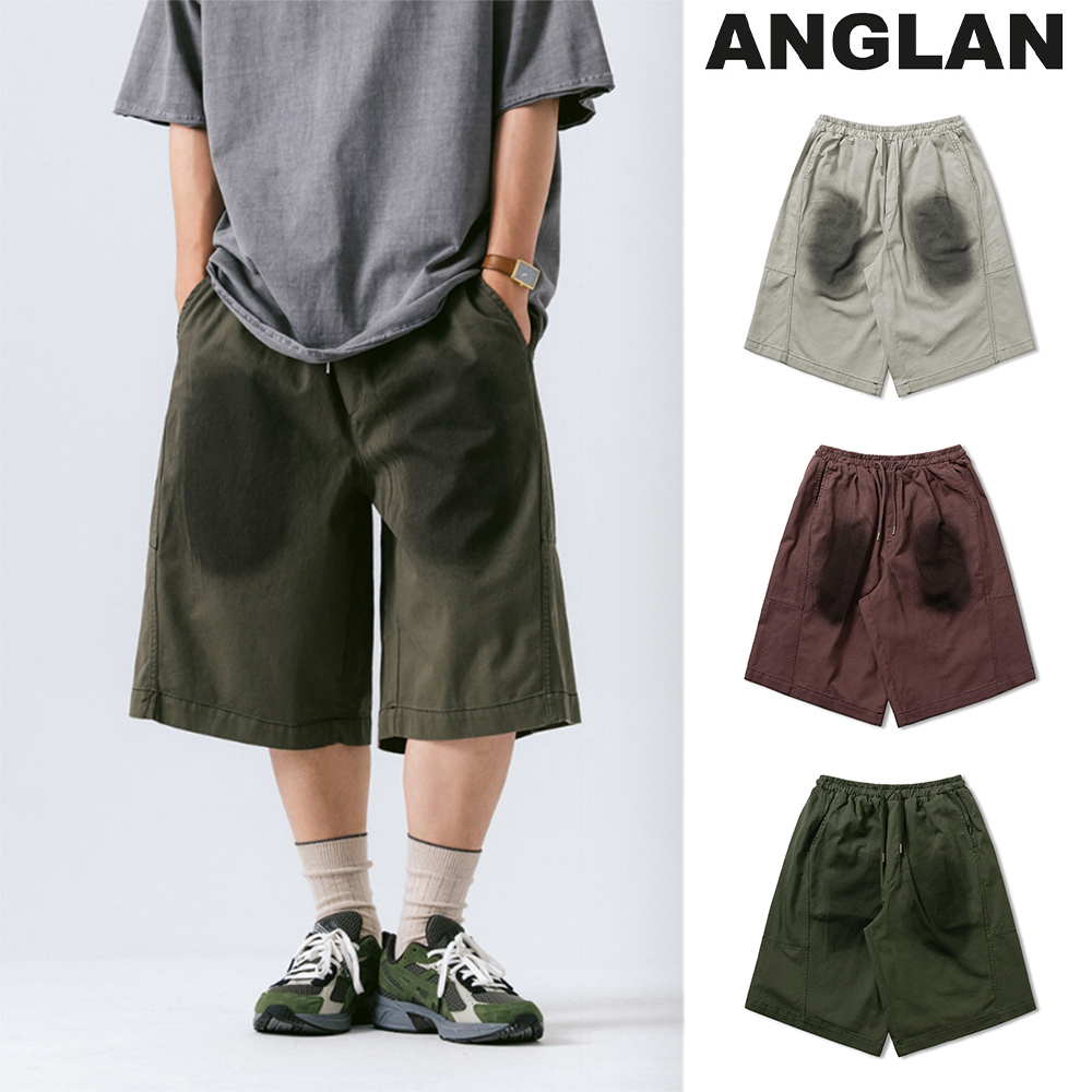 【ANGLAN】Brush Washed Stitch Half Pants
