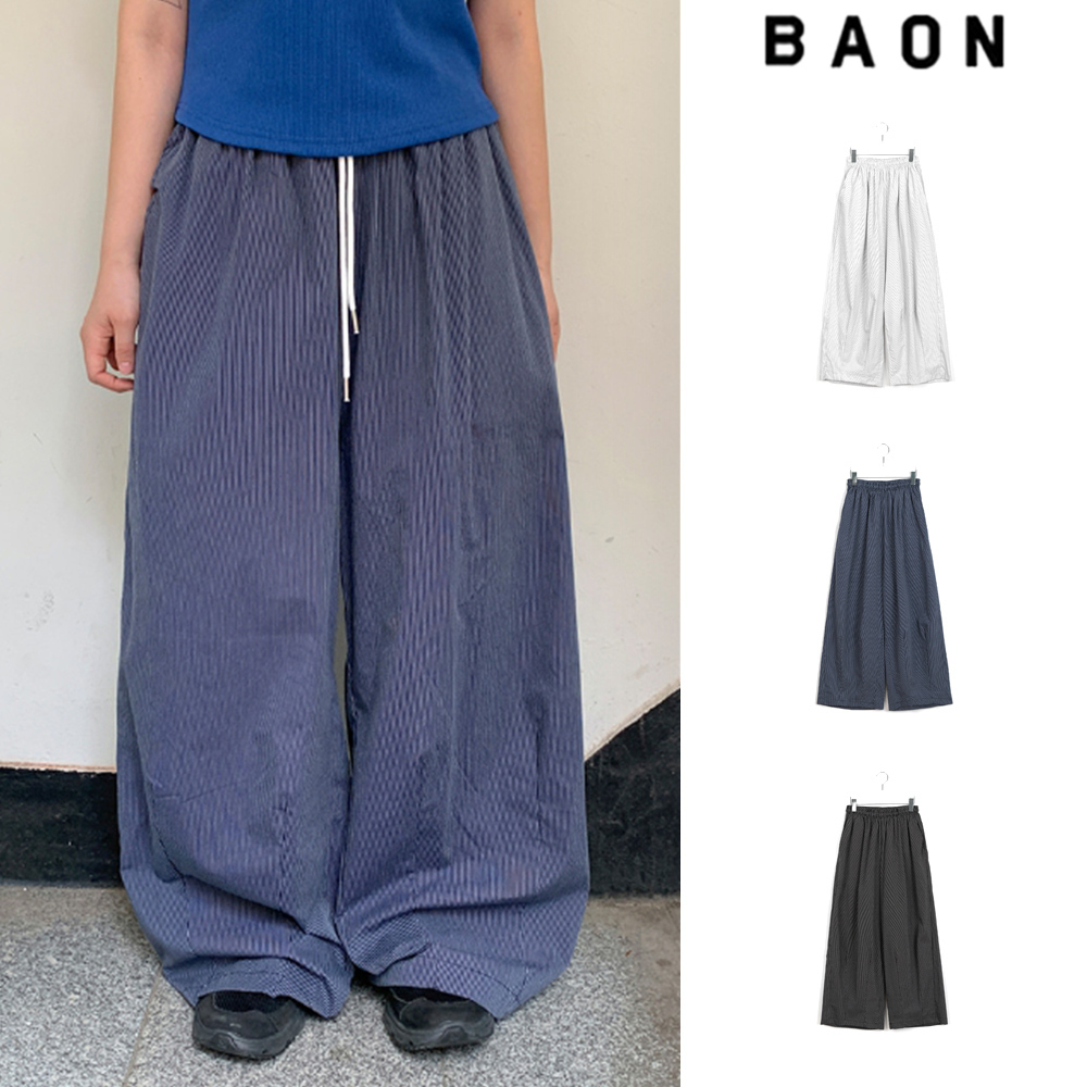 【BAON】[unisex] Melf Banding Stripe Balloon Wide Cotton PT
