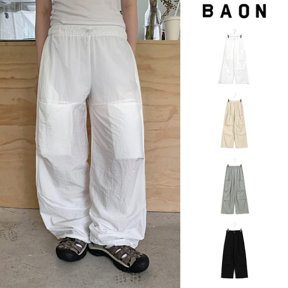 【BAON】nylon banding string pocket parachute jogger PT