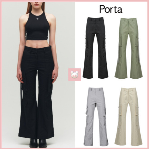 韓国人気ファッション[PORTA] STRAP CARGO PANTS