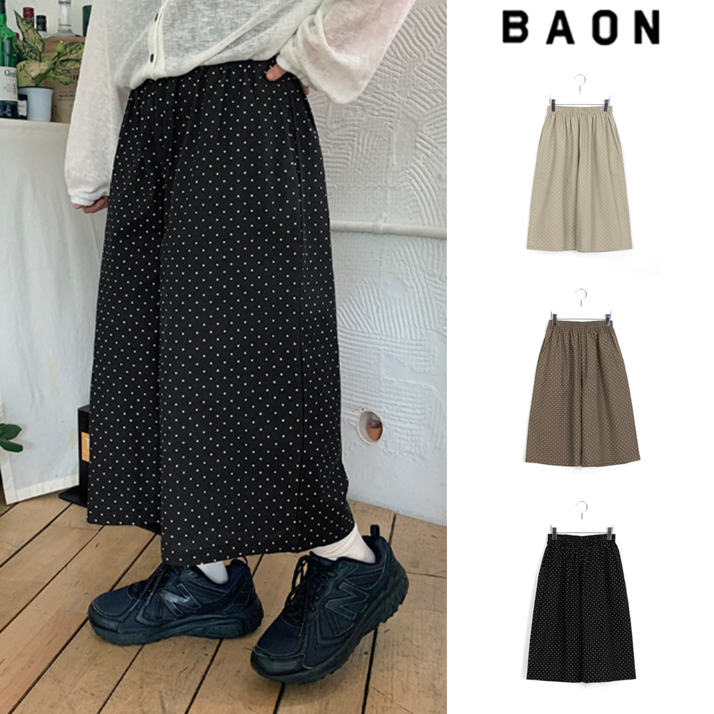 【BAON】Muoi Banding Dot Crop Bermuda Cotton Pants