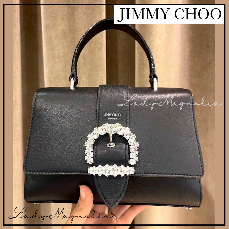 【Jimmy Choo】クリスタルバックル ☆ シェリ トップハンドル S