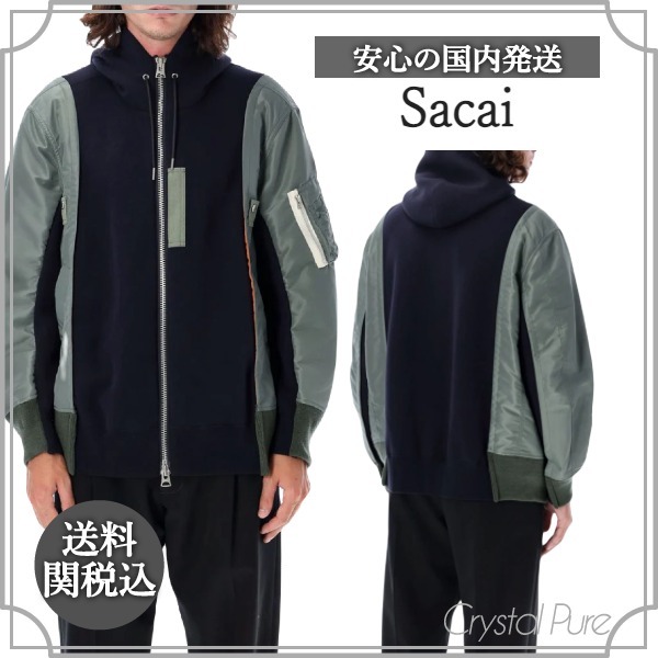 【Sacai】FW24 ツイル スポンジ ジップ フーディー 送料関税込