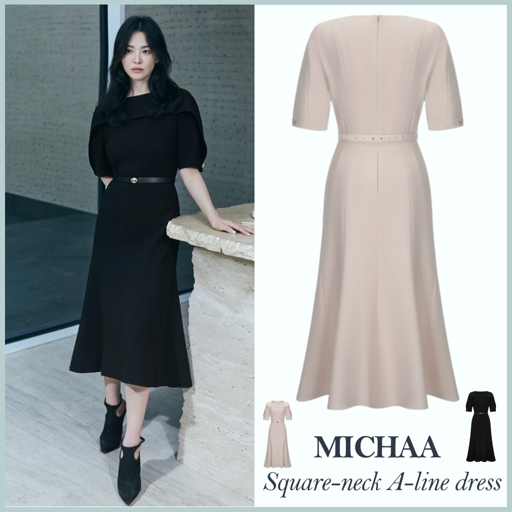 ◆MICHAA(ミーシャ)スクエアネック Aライン ワンピース