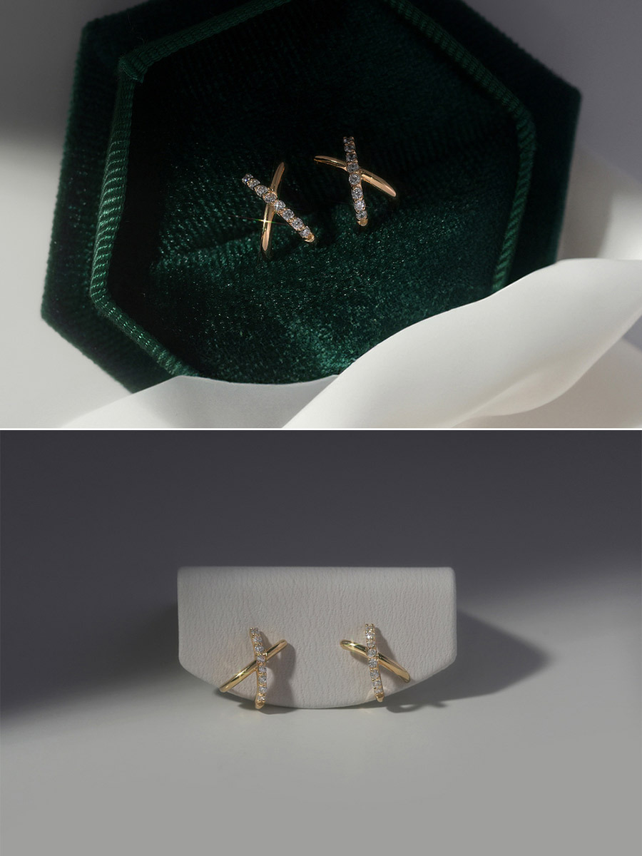 【WING BLING】14K Post★Teria X Cubic ピアス wing bling】(14K post) TERIA X CZ earring ピアス☆送関税込