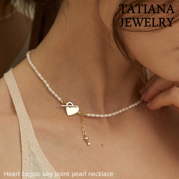 【TATIANA】Heart toggle key point pearl necklace☆送料関税込