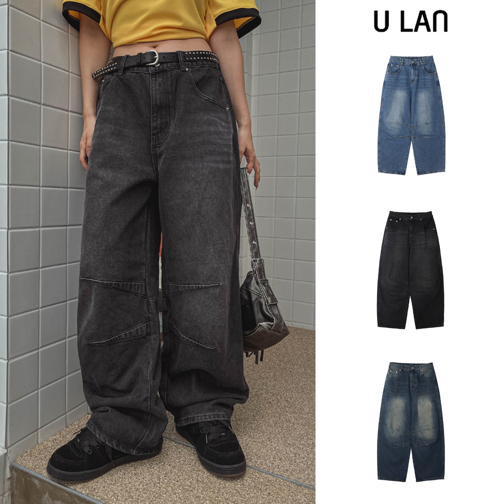 【U LAN】McCoy pintuck denim wide pants