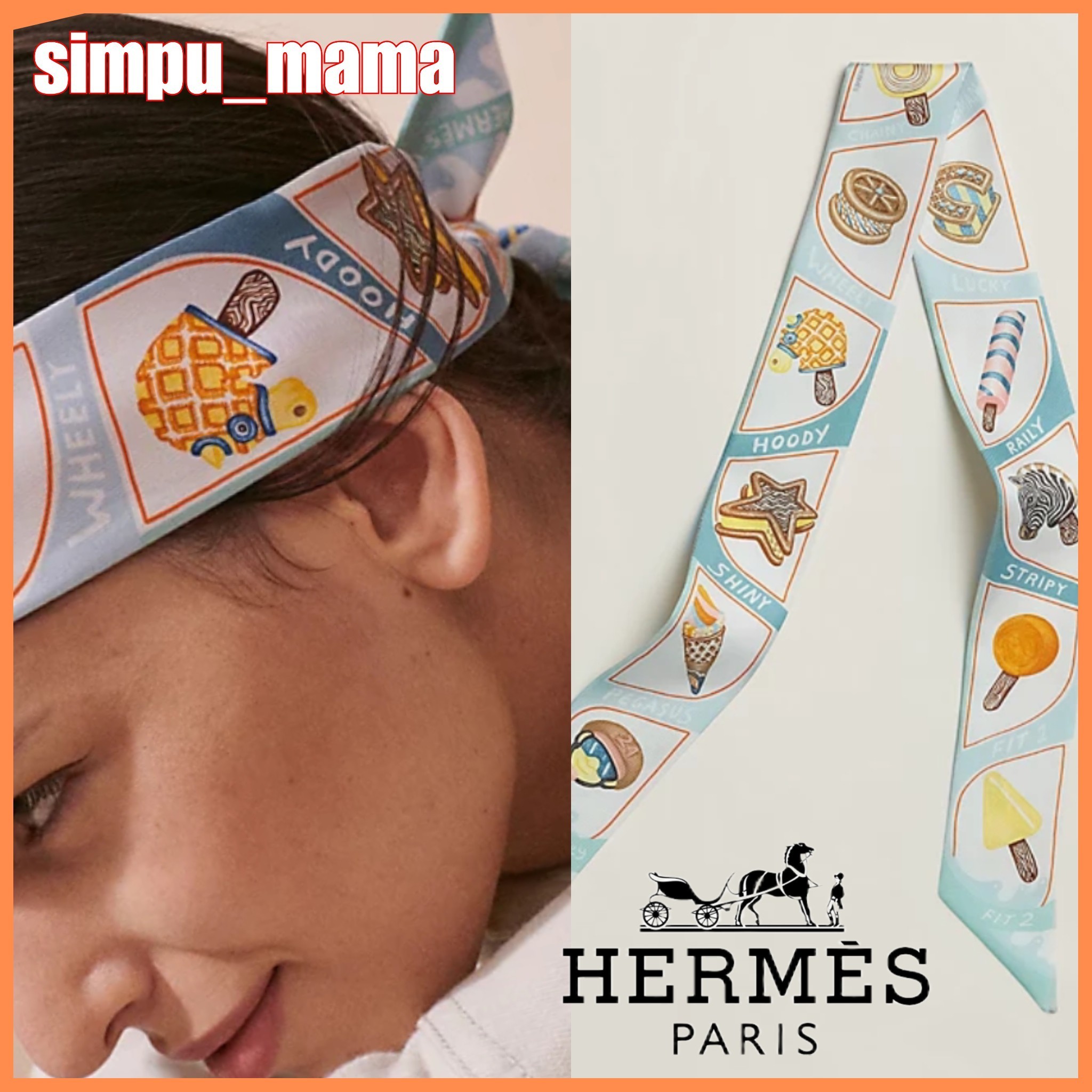 HERMES キュートなアイスクリーム柄のツイリー