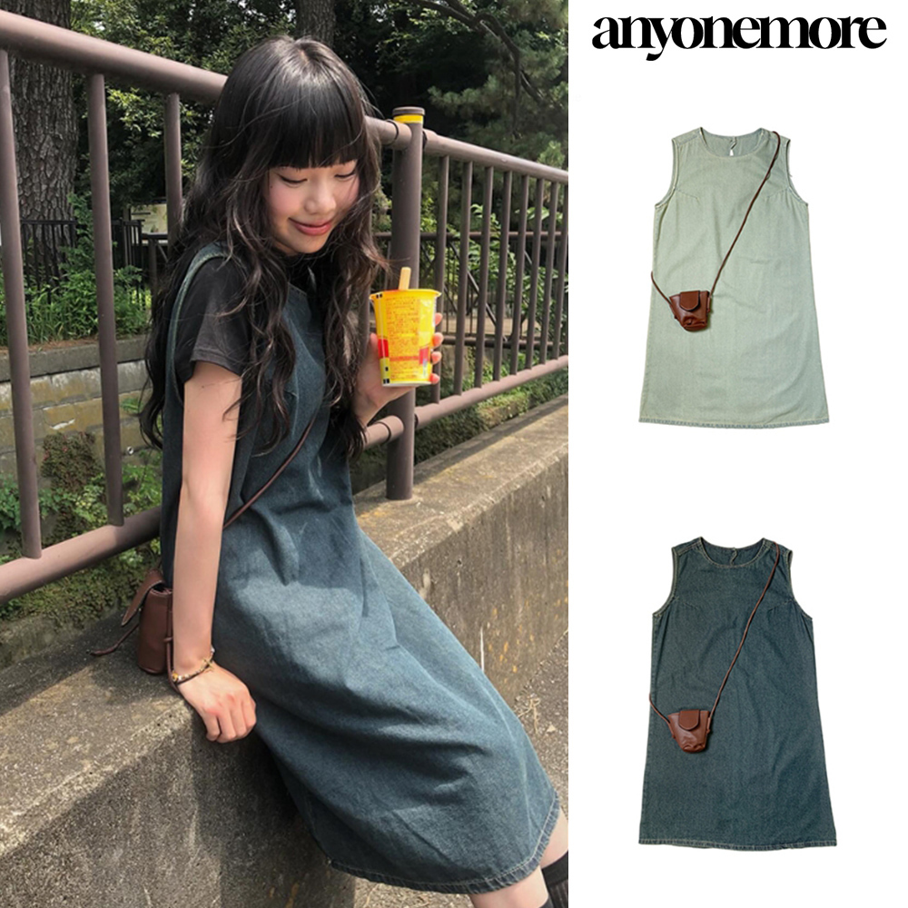 【Anyone more】Ketty Denim Long One Piece Crossbag Set