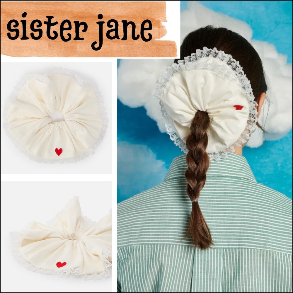 【sisterjane】シュシュ コットン レース ハート ホワイト