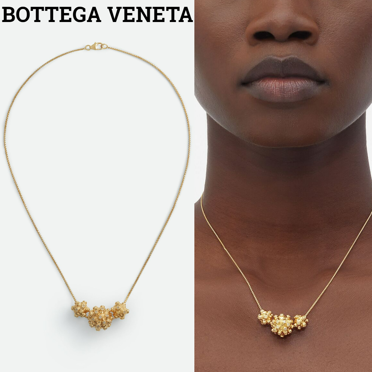 新作*BOTTEGAVENETA*18K GOLD & 925シルバー ドロップネックレス