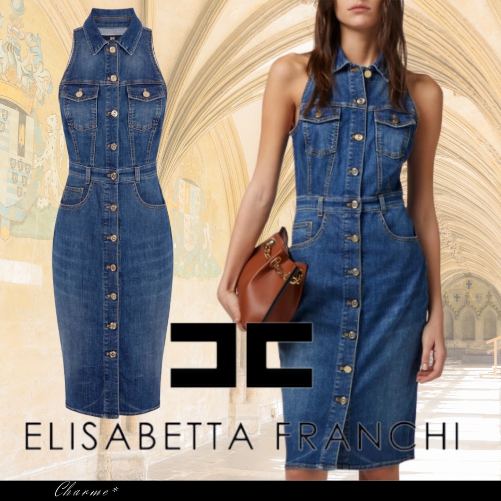 【ELISABETTA FRANCHI】ミディドレス ノースリーブ デニム