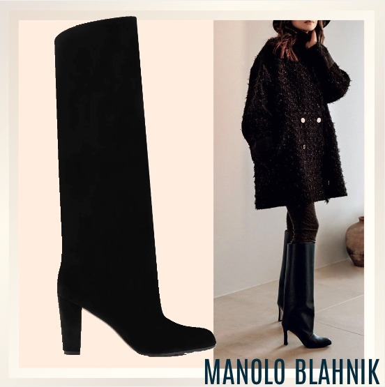 秋冬に ≪Manolo Blahnik≫ ブラック ベルベット ニーハイブーツ