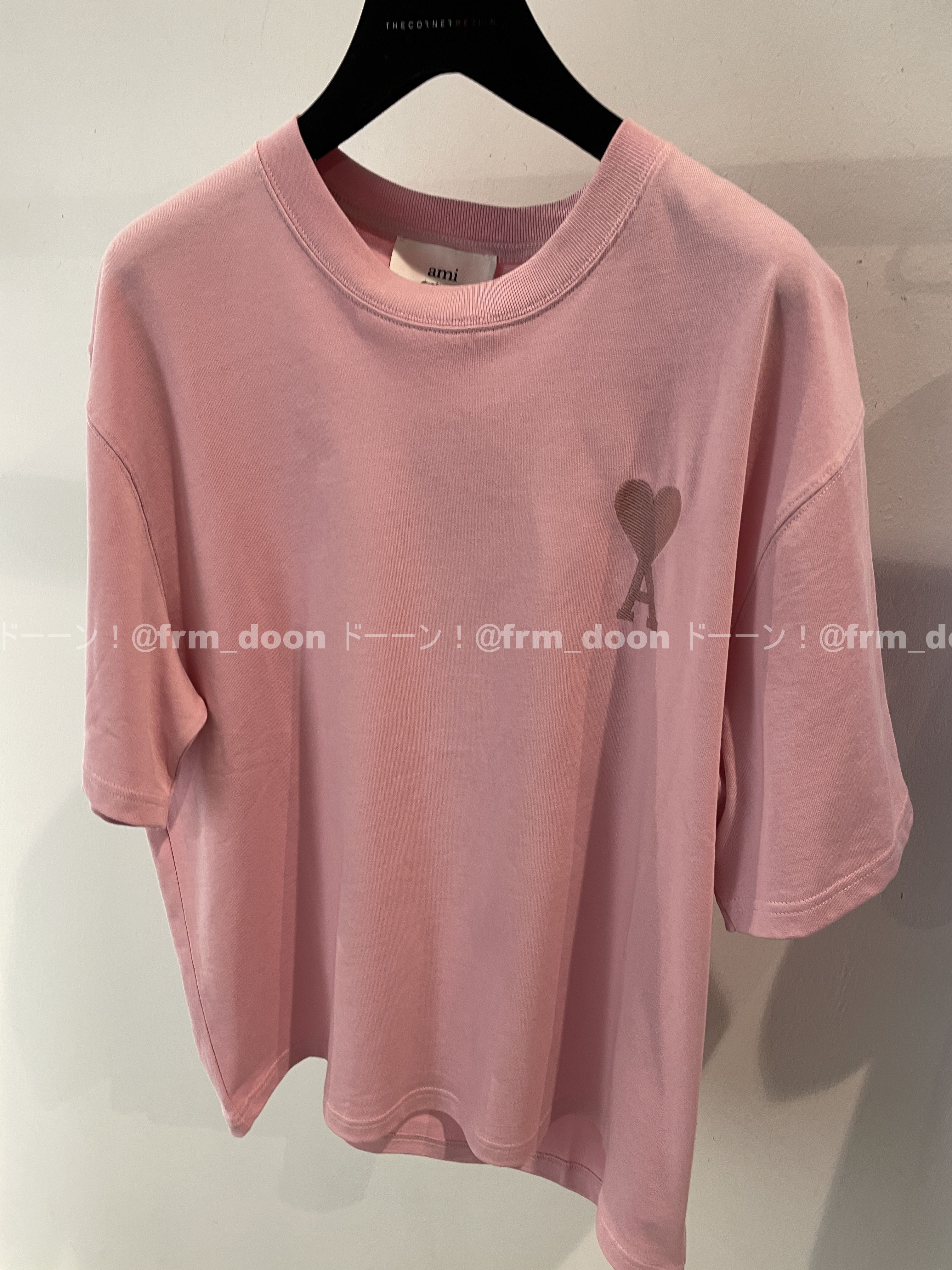 国内発送【AMI PARIS】ハート刺繍 Tシャツ(PINK/Lサイズ)