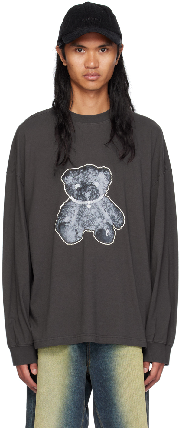 【関税込み】We11done グレー Necklace Teddy 長袖Tシャツ