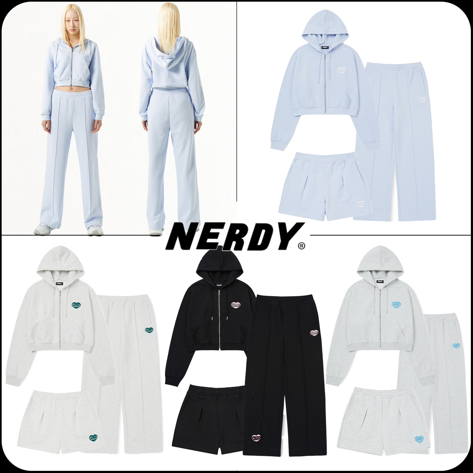 [ NERDY ]★韓国人気★WOMEN'S SOUFFLE CROP HOODIE 3-PIECE SET