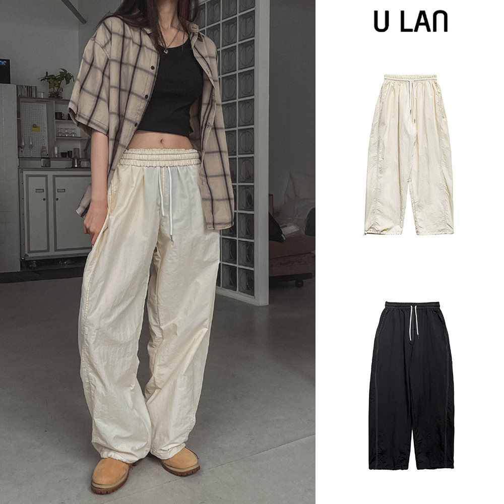 【U LAN】Blend stitch balloon banding pants