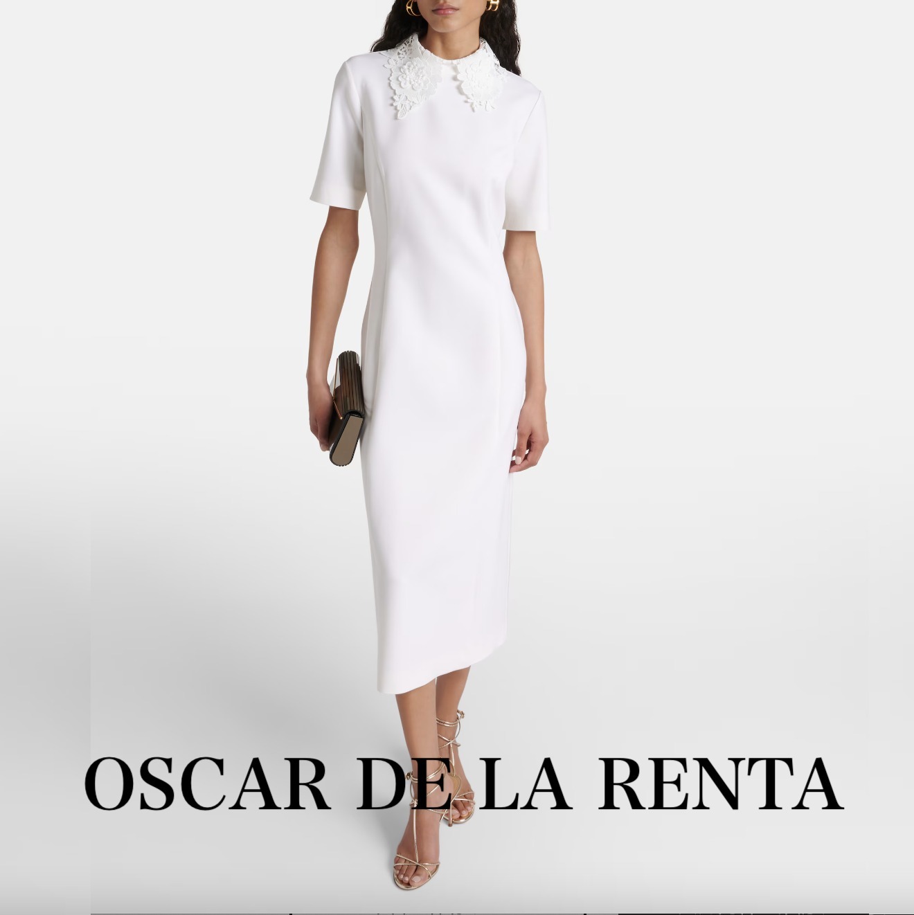 定番のお歳暮 OSCAR DE 〈オスカーデラレンタ〉レース衿ミディドレス RENTA LA ワンピース
