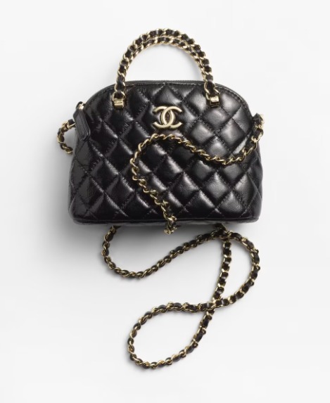 ハンドル付きでコロンと可愛い丸型 CHANEL チェーンクラッチ 24B コンパクトでハンドル付き】CHANEL チェーンクラッチ