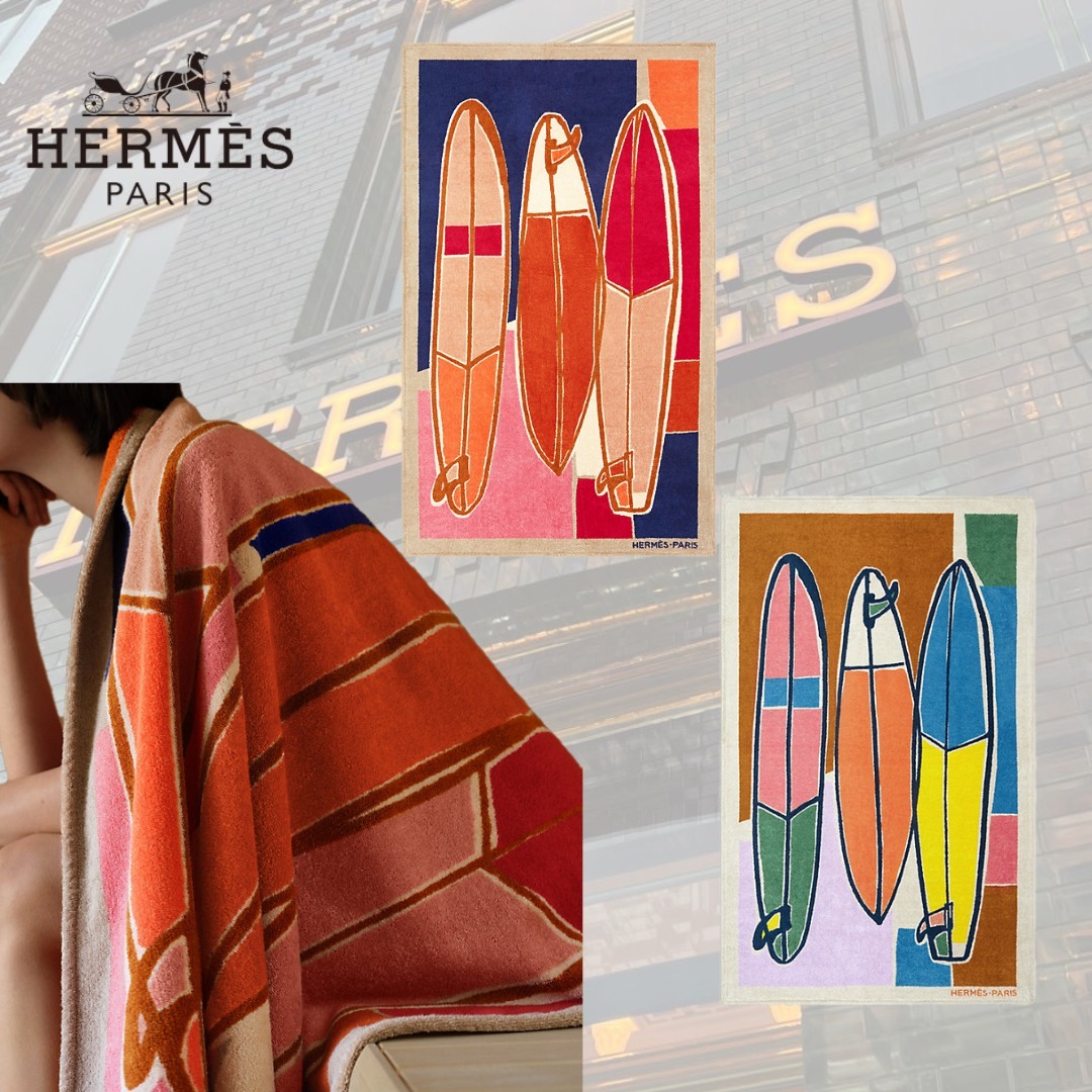 【ギフトに◎インパクト抜群な柄】HERMES 3surfsビーチタオル