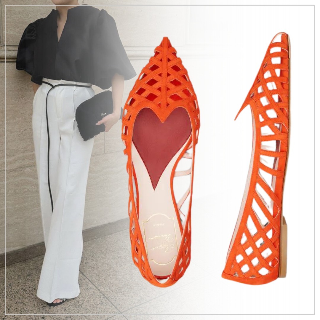 Roger Vivier◆カーフスキン マルチストラップ フラットシューズ
