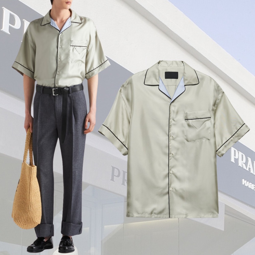 PRADA】シルクツイルシャツ