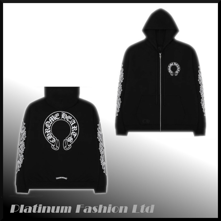 【Chrome Hearts】ホースシュー フローラル fleece zip パーカー