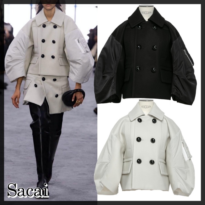 ◆Sacai サカイ◆ウールメルトン×ナイロンツイルジャケット