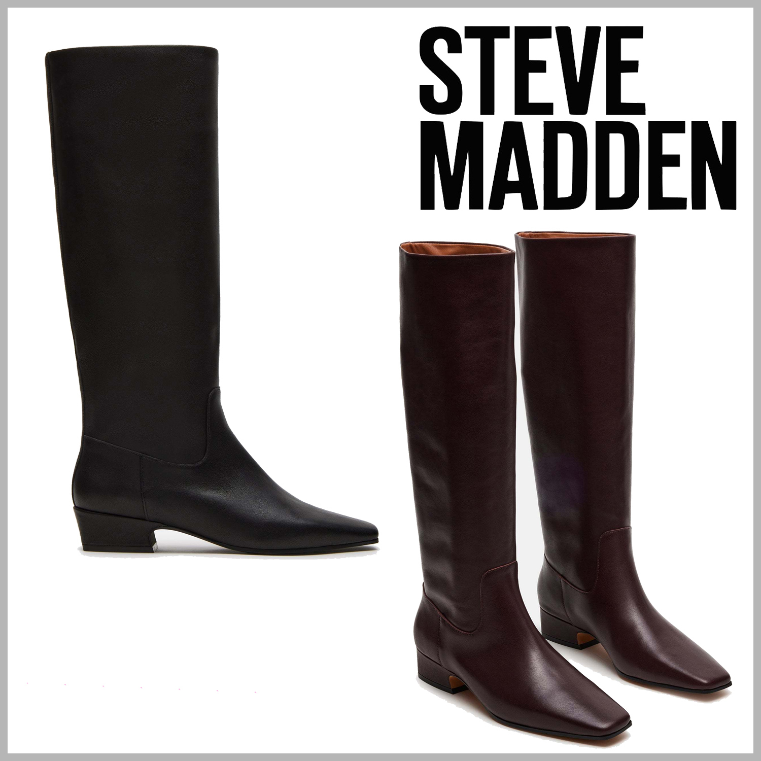 【Steve Madden】関税なし♪GWYNETH スクエアトゥ ブーツ