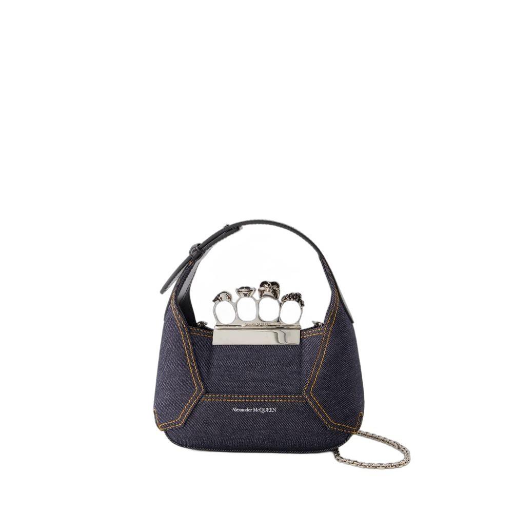 ショルダーバッグ・ポシェット Alexander Mcqueen Jewelled Mini Hobo Bag - Leather - Black