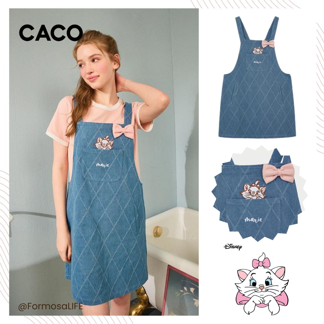 追跡有★CACO × Disney マリー デニム サロペットスカート