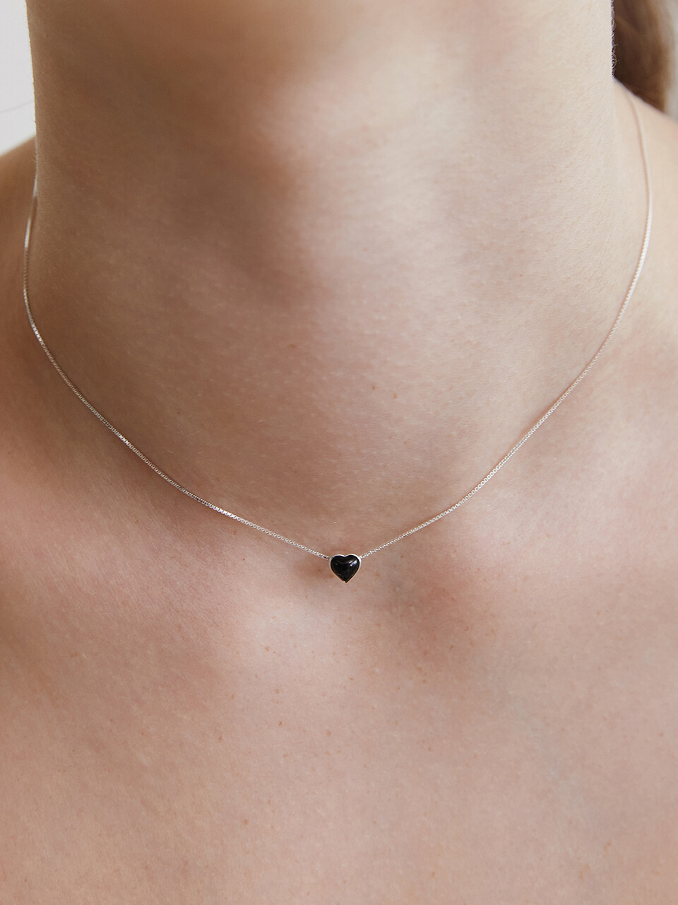 TATIANA☆[Silver925] Black Heart Gemstone Necklace