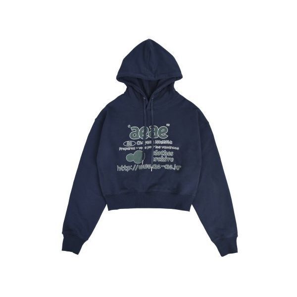 Tシャツ・カットソー AEAE Doodle Web Logo Crop HoodieNAVY