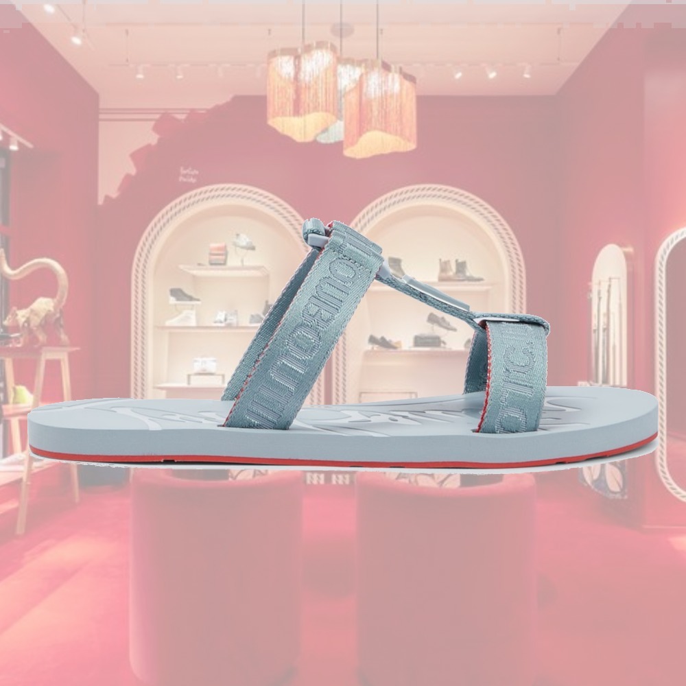 【希少】 Christian Louboutin サーフジャカード サンダル 水色