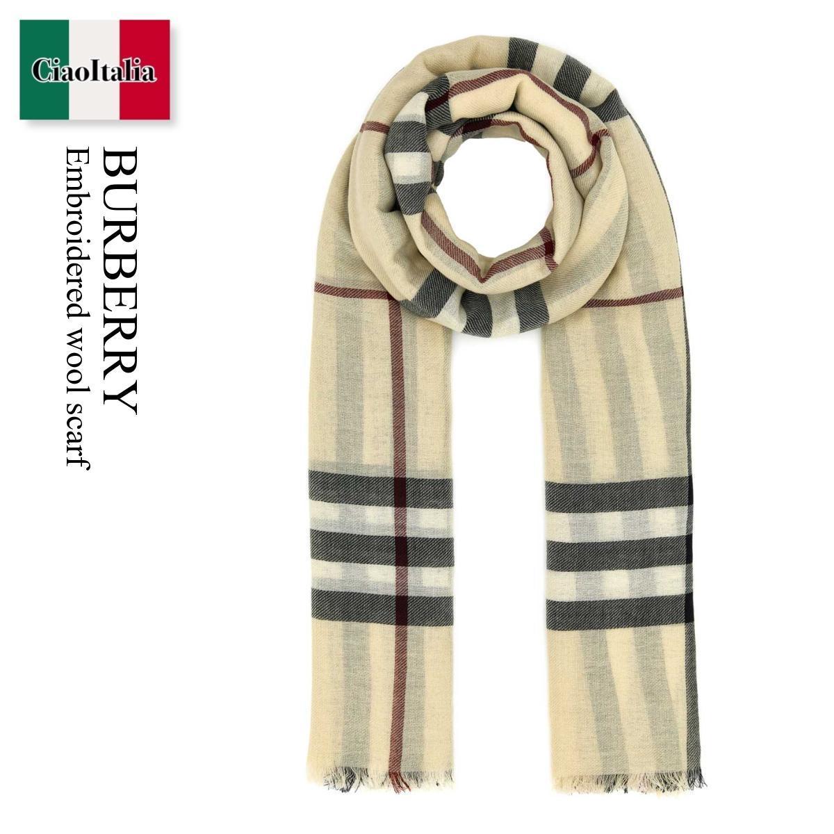 マフラー・ストール Burberry Embroidered Wool Scarf