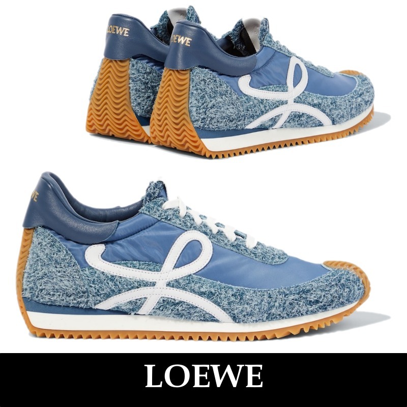 新作【LOEWE】Flow Runner leather-trimmed sneakers