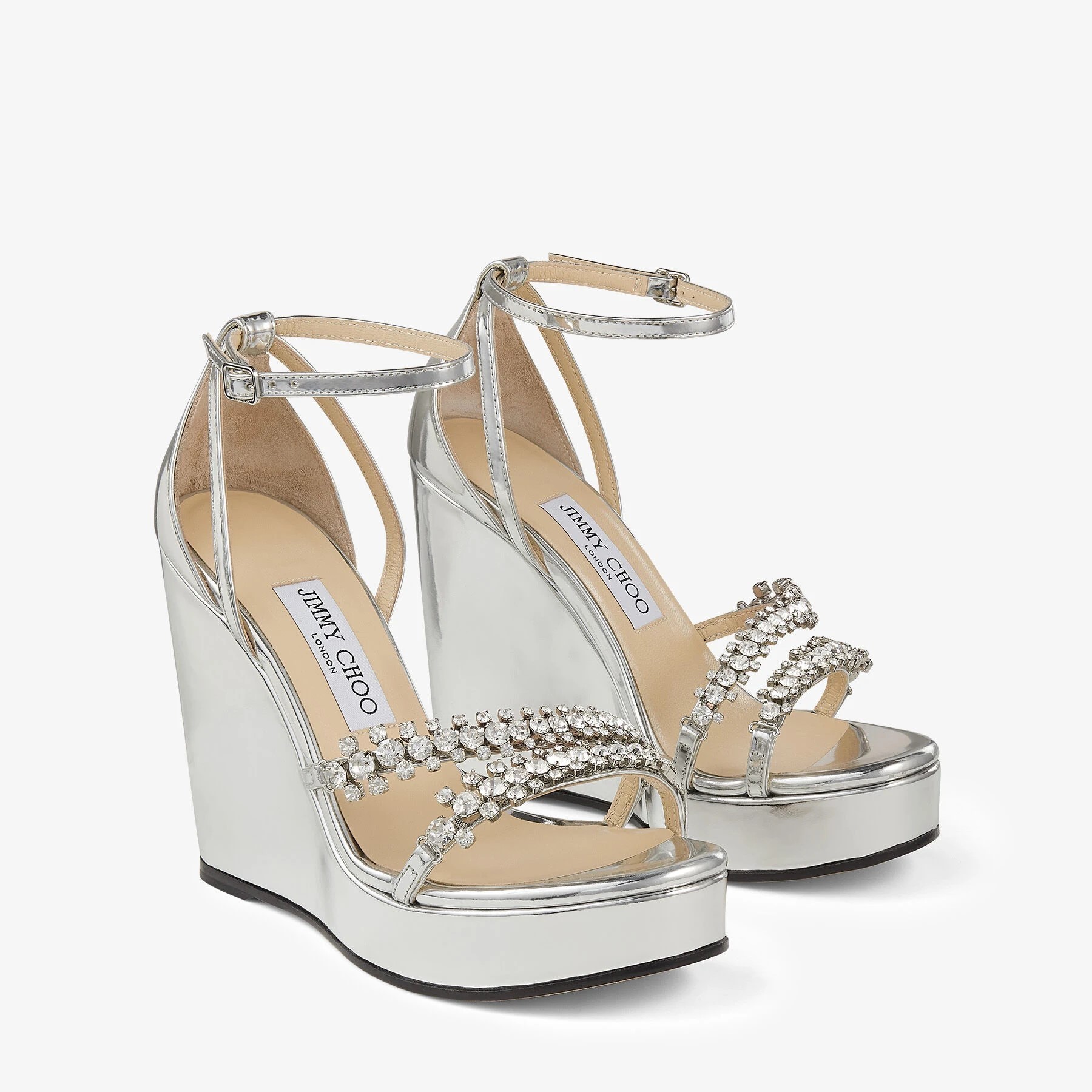 【Jimmy Choo】Bing ウェッジ120 クリスタルストラップ サンダル Jimmy Choo】Bing ウェッジ120 クリスタルストラップ サンダル