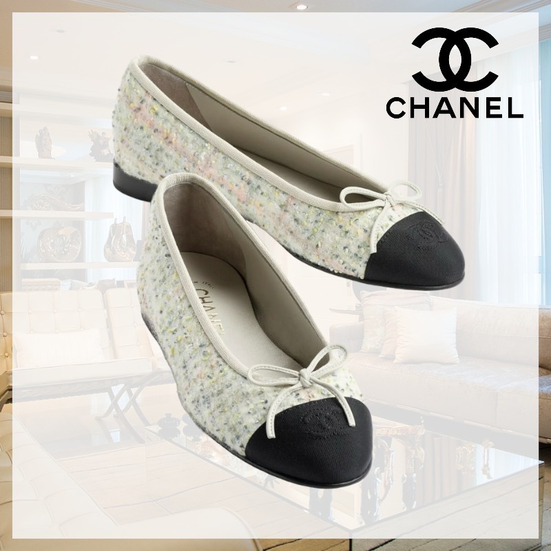 【洗練された足元】CHANEL CCロゴ バレリーナ シューズ