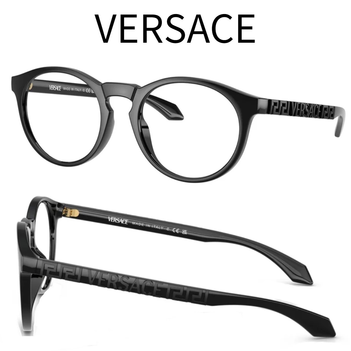関税・送料込み＊VERSACE＊ロゴ ブロック ラウンド メガネ