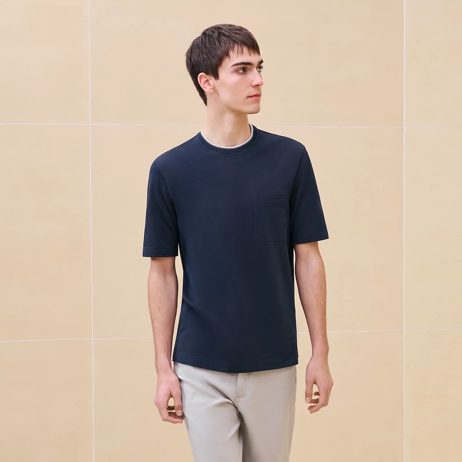 HERMES Tシャツ《サドルステッチ》マリン コットン DHL 直営店
