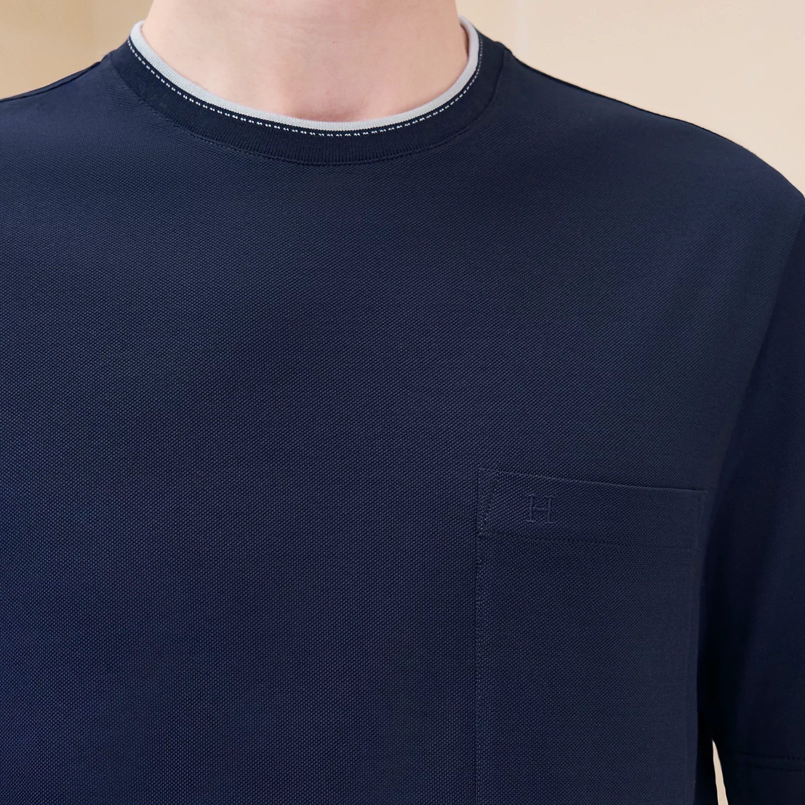 HERMES Tシャツ《サドルステッチ》マリン コットン DHL 直営店